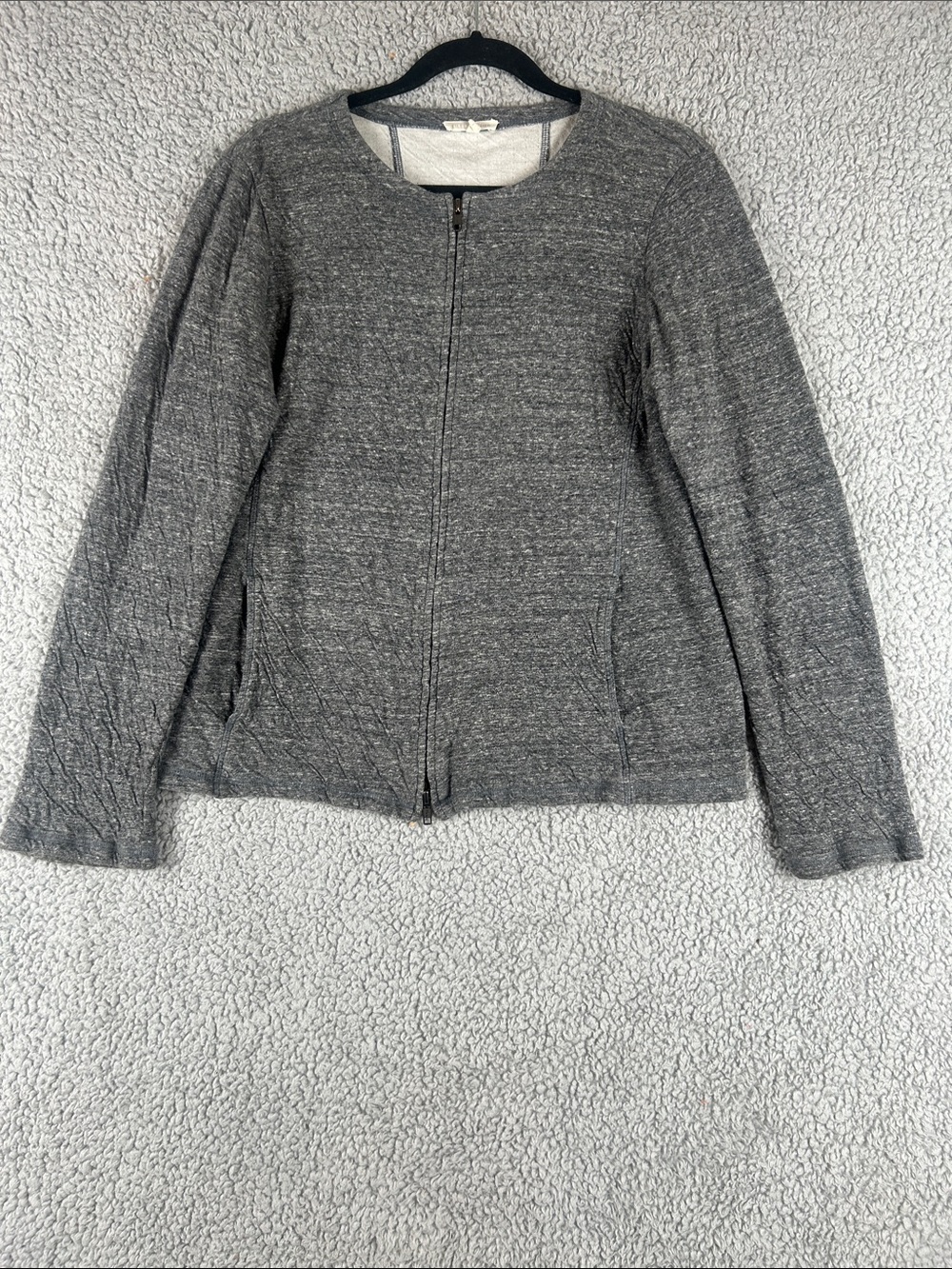 Eileen Fisher Marbled Long Sleeve Zip Front Dark Gray Blazer Size L